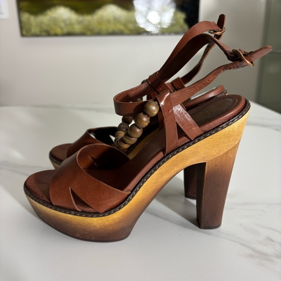 Ugg Brown Platform Leather Sandals Sz 8 - Picture 3 of 11